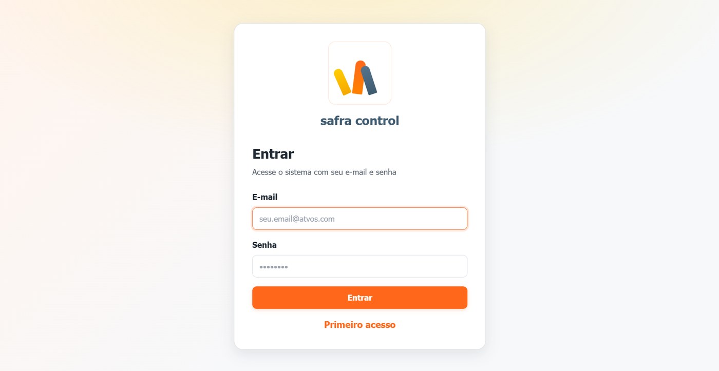 Tela de login do Safra Control